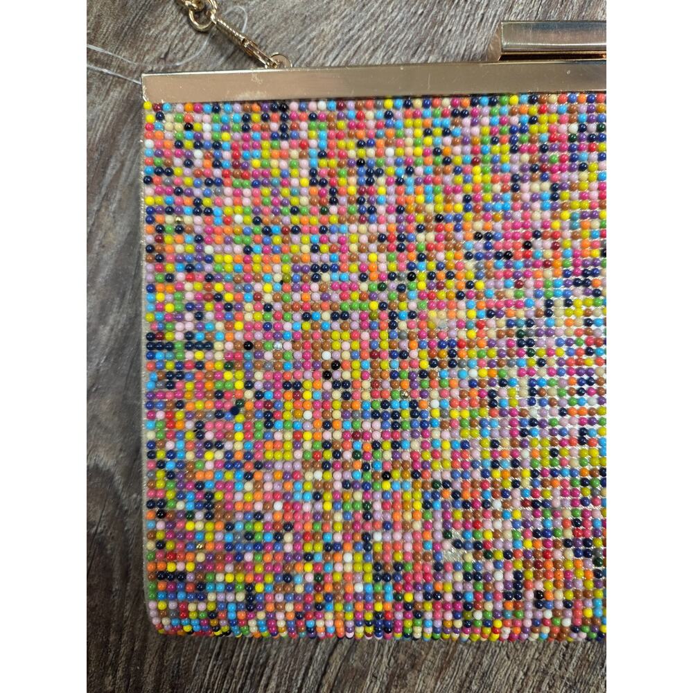 Nina NY Colorful Candy Rainbow Dot Gold Hardware Clutch Chain Purse - Picture 2 of 8